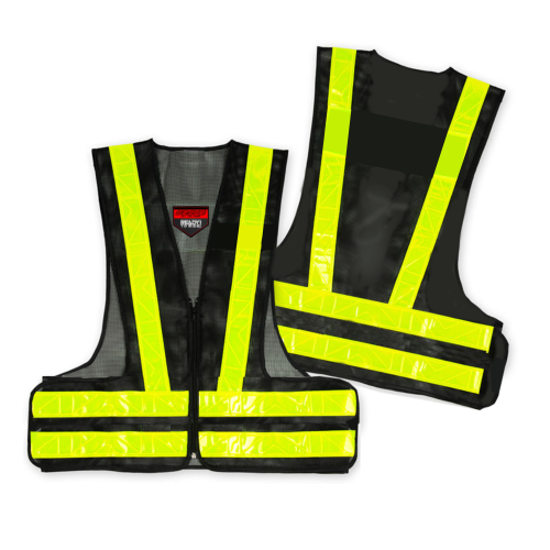 Kamizelka motocyklowa odblaskowa OZONE VEST BLACK/FLUO YELLOW
